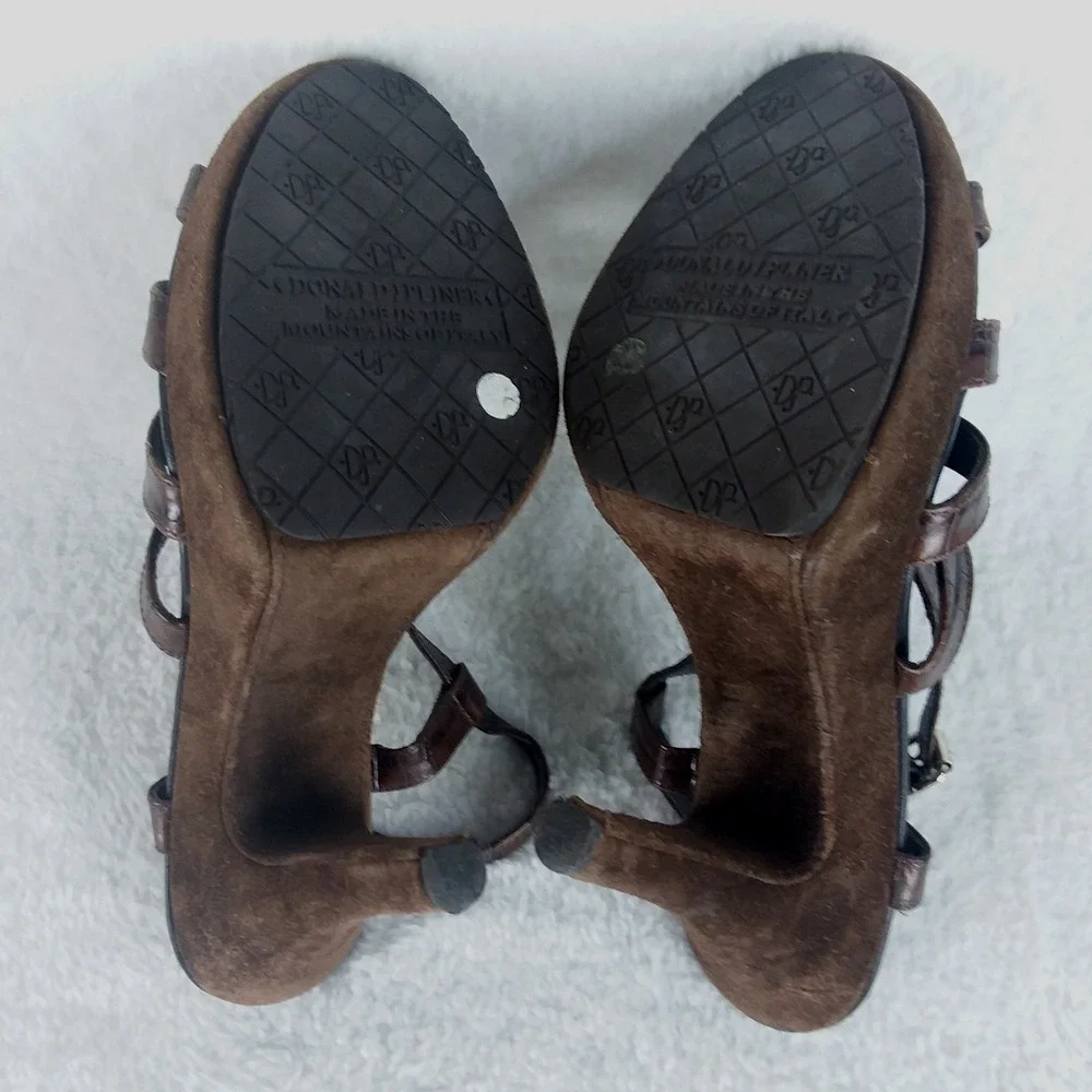 Donald Pliner Gisa Brown Snake‎ Print Leather Slingback Platform Heels Womens 6M